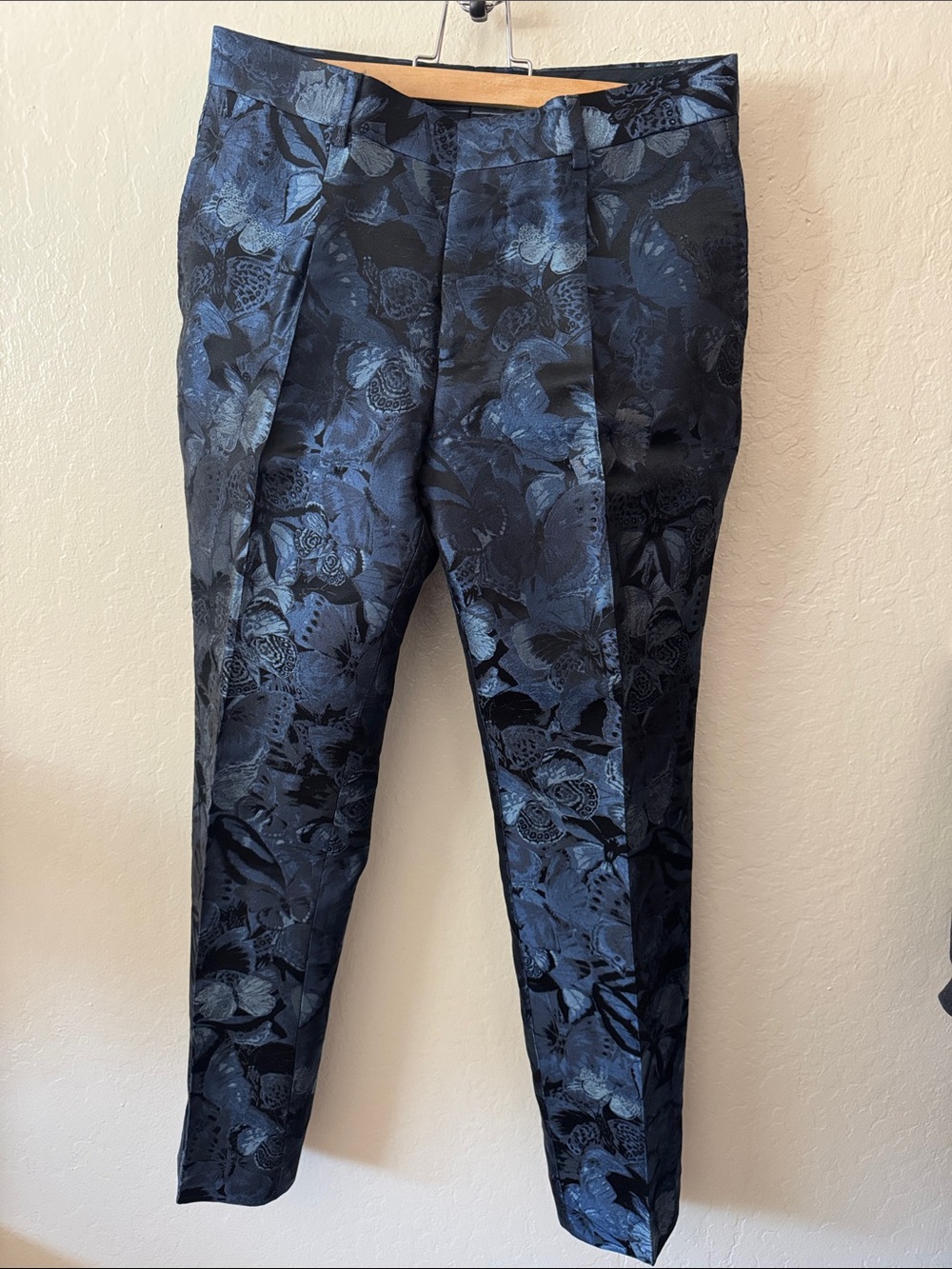 Valentino Black and Navy Butterfly Jacquard Trousers
